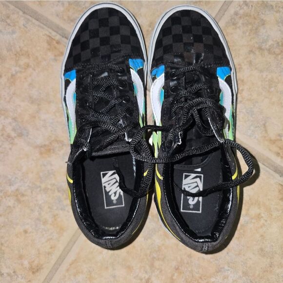 Vans Flame Checkerboard Sneakers Juniors Size 4 - Picture 5 of 8